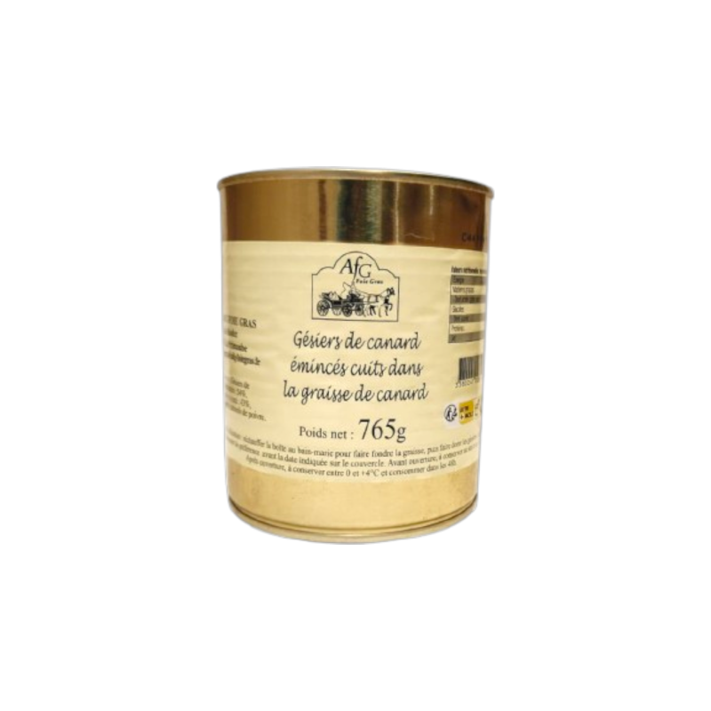 Gésiers de canard émincés cuits dans la graisse de canard